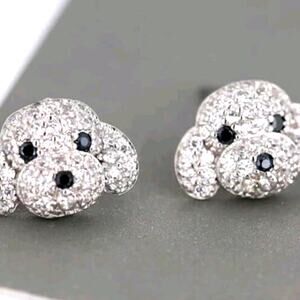 Cubic Zirconian Puppy Stud Earrings Poodle Maltipoo Maltese Bichon Frise Dog pet